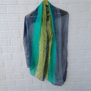 Made in India Pure Silk Striped Scarf Colorful Flowy Boho